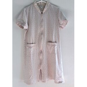 Vtg Miss Elaine Size Sm Robe‎ Housecoat White Floral Cottagecore Traditional